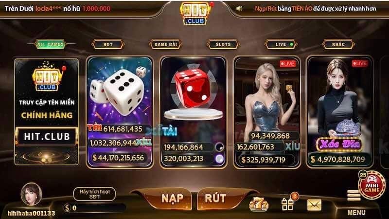 Hitclub cung cấp đa dạng các trò chơi cá cược cho người chơi