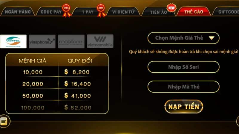 Nạp tiền vào tài khoản Hitclub đê tham gia cá cược hấp dẫn